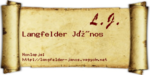 Langfelder János névjegykártya