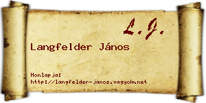 Langfelder János névjegykártya